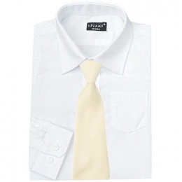 Boys White Formal Shirt & Ivory Satin Tie